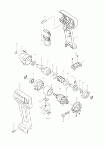 Page 1 Diagram and Parts List for BTW070Z  Makita Drill