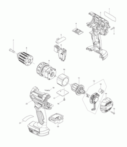 Page 1 Diagram and Parts List for XFD10Z  Makita Drill