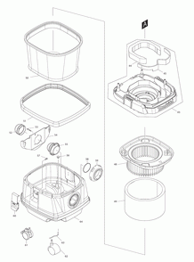 Page 1 Diagram and Parts List for XCV08Z  Makita Upright Vacuum