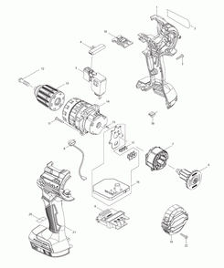 Part Location Diagram of 158597-4 Makita Plastic Case Complete