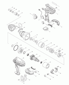Page 1 Diagram and Parts List for XWT01T  Makita Drill