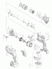Page 1 Diagram and Parts List for XSF05Z  Makita Screwdriver