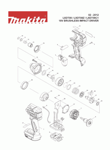 Page 1 Diagram and Parts List for LXDT08C1 Type 1 Makita Drill