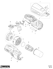 Diagram Diagram and Parts List for XLC03ZWX4  Makita Upright Vacuum