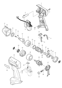 Page 1 Diagram and Parts List for 6918FDWDE  Makita Drill