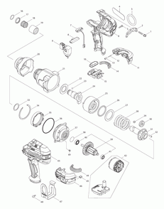 Page 1 Diagram and Parts List for XWT09XVZ  Makita Drill