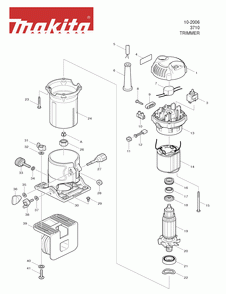 Page 1 Diagram and Parts List for 3710  Makita Trimmer