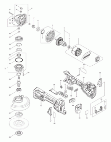 Page 1 Diagram and Parts List for XAG21ZU  Makita Grinder