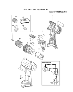 Page 1 Diagram and Parts List for MT063SK2  Makita Drill