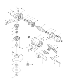Page 1 Diagram and Parts List for 9067F  Makita Grinder