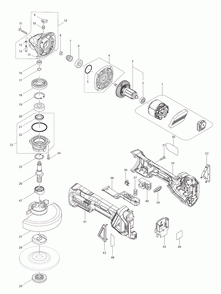 Page 1 Diagram and Parts List for XAG20Z  Makita Grinder