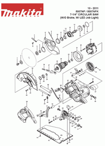 Page 1 Diagram and Parts List for 5007NFK Type 1 Makita Saw