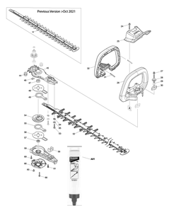Fig-1 Diagram and Parts List for XHU07T  Makita Hedge Trimmer