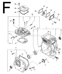 Part Location Diagram of 253-15001-33 Makita Head Gasket