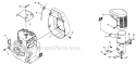 Blower Housing And Muffler Diagram and Parts List for G5500R  Makita Generator