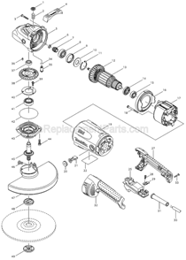 Page A Diagram and Parts List for GA9020  Makita Angle Grinder