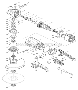 Page A Diagram and Parts List for GA9040S  Makita Angle Grinder