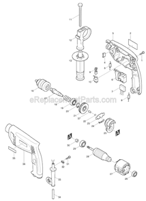 Page A Diagram and Parts List for HP1500  Makita Hammer Drill
