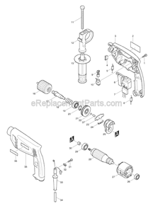 Page A Diagram and Parts List for HP1501  Makita Hammer Drill