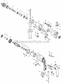 Page A Diagram and Parts List for HP2051F  Makita Hammer Drill