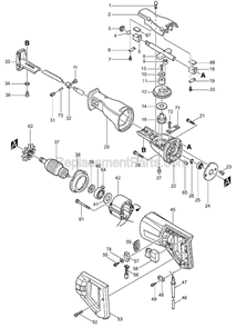 Part Location Diagram of 421801-7 Makita Insulation Cover
