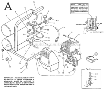 Part Location Diagram of 145-0324 Makita Bleeder Tube