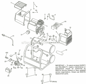 Page A Diagram and Parts List for MAC2200  Makita Compressor