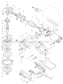 Part Location Diagram of 152179-4 Makita Front Roller