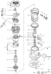 Page A Diagram and Parts List for RF1101  Makita Router