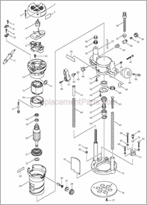 Page A Diagram and Parts List for RP1101  Makita Router