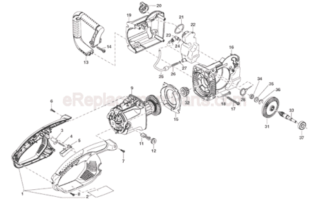 Part Location Diagram of 419409-9 Makita Front Handle