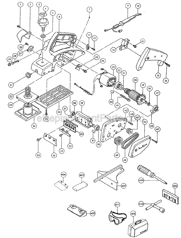Page A Diagram and Parts List for N1900B  Makita Planer Jointer