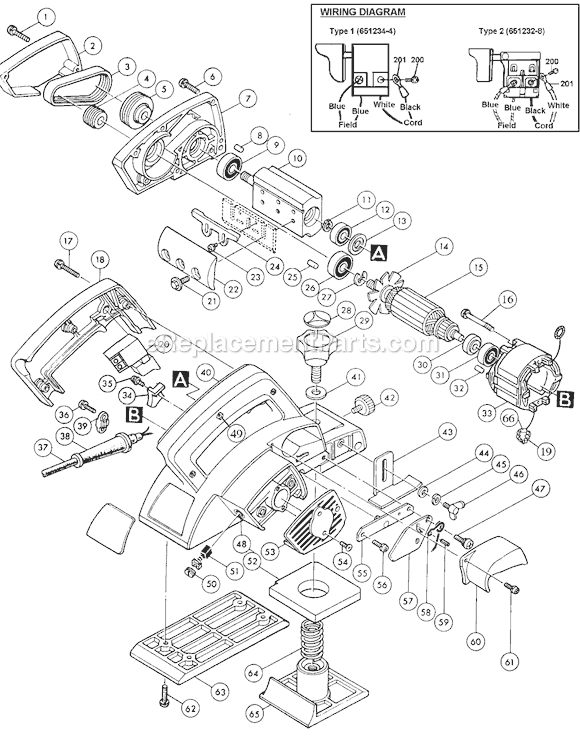 Page A Diagram and Parts List for N1923B  Makita Planer Jointer