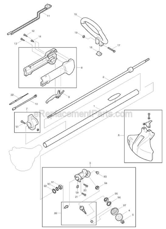 Page A Diagram and Parts List for RBC221  Makita Trimmer