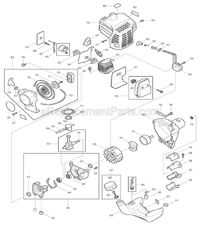 Page C Diagram and Parts List for RBC2510  Makita Trimmer