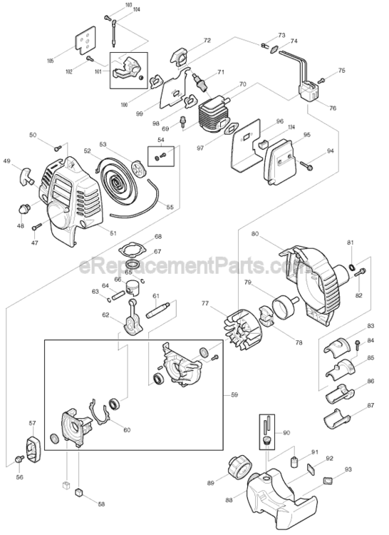 Page B Diagram and Parts List for RBE250  Makita Trimmer