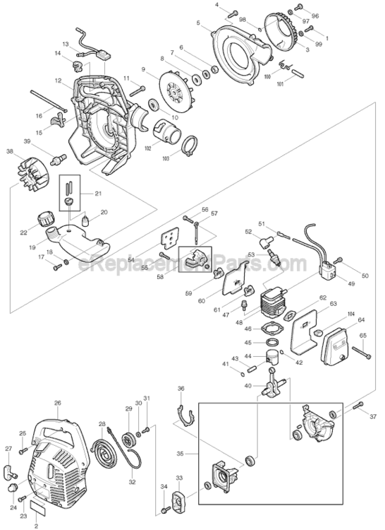 Page A Diagram and Parts List for RBL250  Makita Leaf Blower / Vacuum