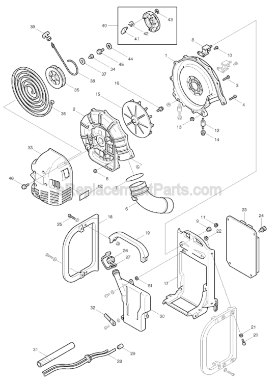 Page A Diagram and Parts List for RBL500  Makita Leaf Blower / Vacuum