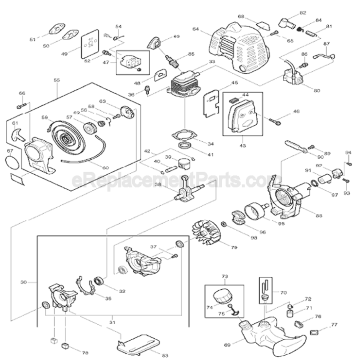Page B Diagram and Parts List for RST200  Makita Trimmer