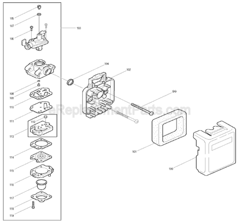 Page C Diagram and Parts List for RST200  Makita Trimmer