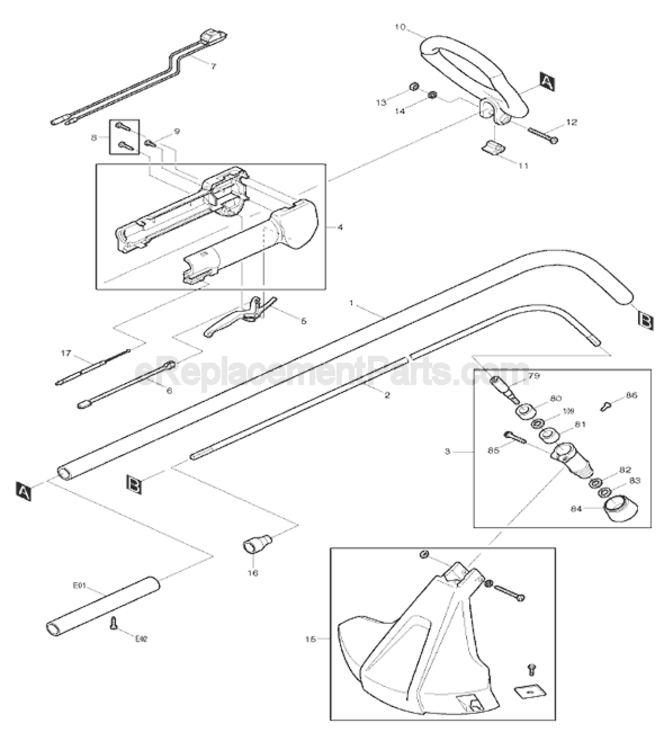 Page A Diagram and Parts List for RST250  Makita Trimmer