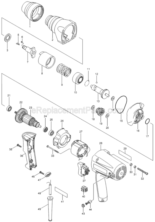 Page A Diagram and Parts List for TW0350  Makita Impact Driver