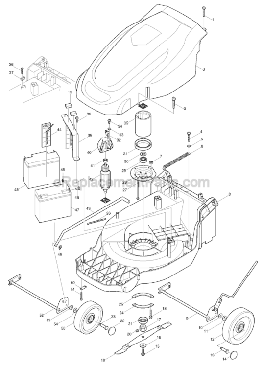 Page A Diagram and Parts List for UM401D  Makita Lawn Mower