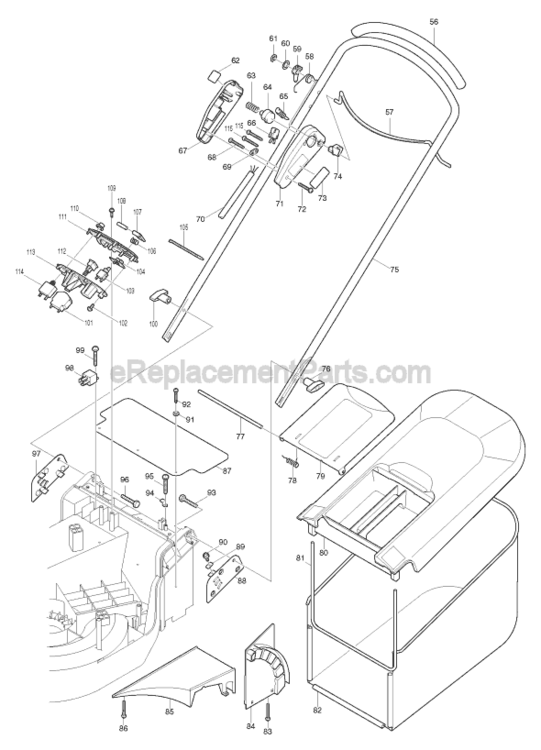 Page B Diagram and Parts List for UM401D  Makita Lawn Mower