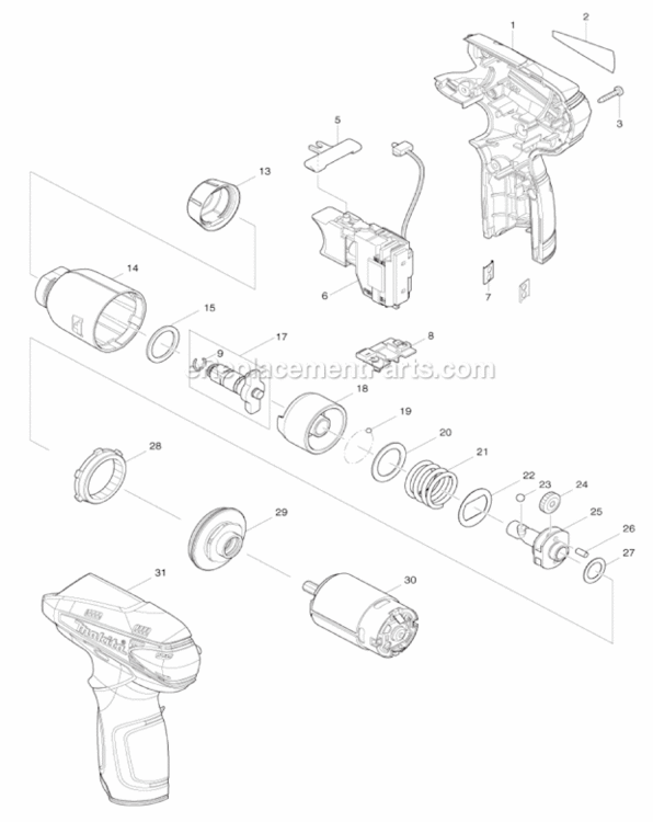 Page A Diagram and Parts List for WT01W  Makita Impact Driver