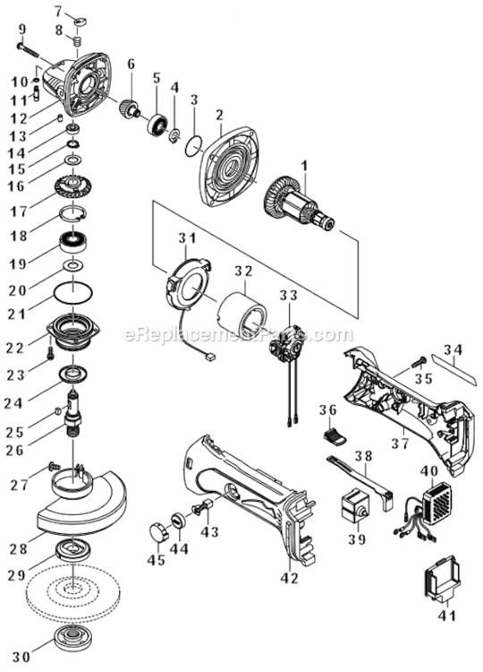 Page A Diagram and Parts List for XAG01Z  Makita Angle Grinder