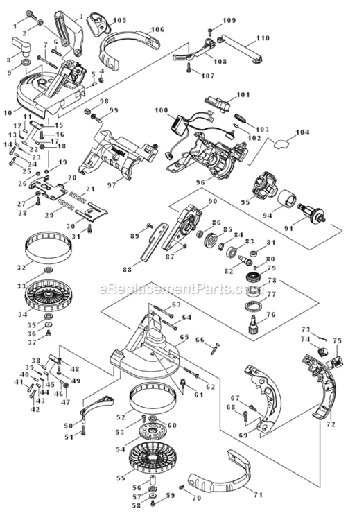 Page A Diagram and Parts List for XBP02  Makita Band Saw
