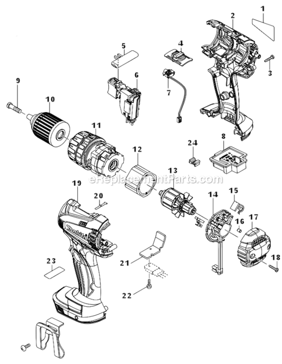 Page A Diagram and Parts List for XPH01RW  Makita Cordless Drill