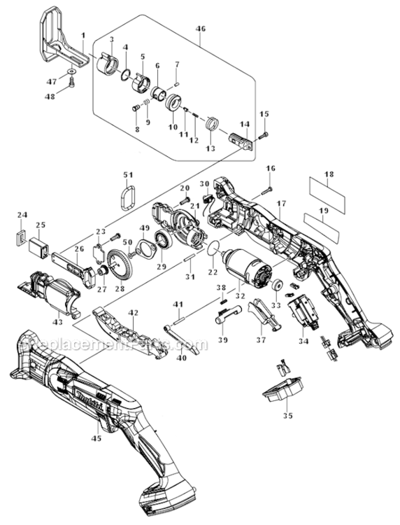 Page A Diagram and Parts List for XRJ01Z  Makita Reciprocating Saw