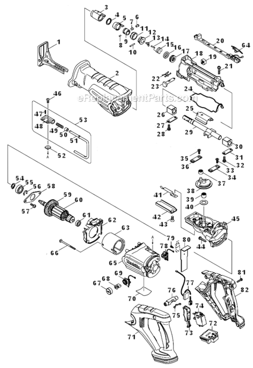 Page A Diagram and Parts List for XRJ02  Makita Reciprocating Saw